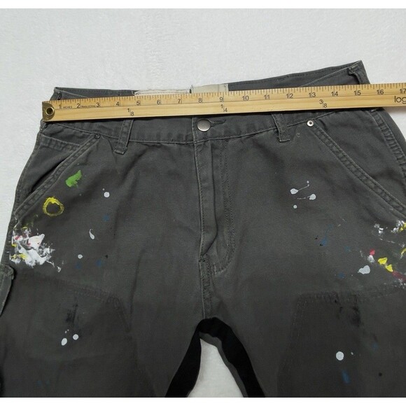 Gallery Dept. Men's W32 L31 Flared Leg Green Carpenter Paint Splatter Pants - Picture 8 of 13
